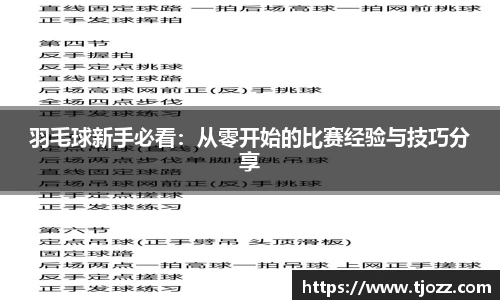 羽毛球新手必看：从零开始的比赛经验与技巧分享